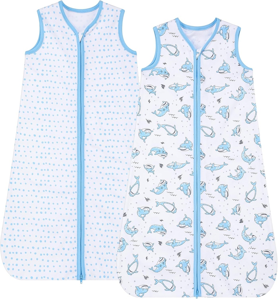 DaysU Cotton Baby Sleep Sack, Baby Sleeping Bag with Two-Way Zipper, 0.5 TOG Wearable Blanket for Newborn Baby Boys and Girls