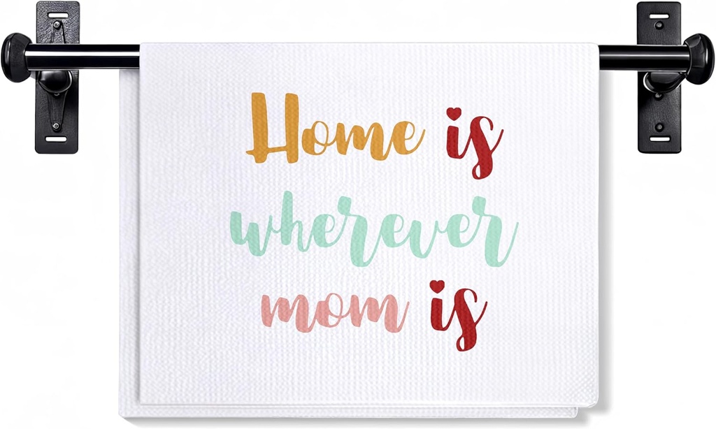 Home 'Mom' Waffle Kitchen & Bath Towels, 16x24, Decor, Birthday Gift