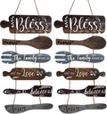 2 Sets Bless the Food Before Us Farmhouse Kitchen Wall Decor, Rustic Dining Room Decor Wooden Collage Wall Art for Dining Room Kitchen Vertical Hanging Wood Signs,13x35 Inch