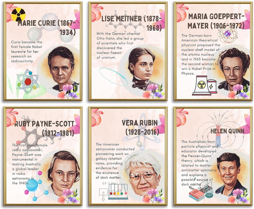 Famous Scientists Motivational Wall Art for Classroom Must Have Decor,Celebrity Inspirational Posters & Prints for School Office Classroom Bulletin Board Playroom Decor