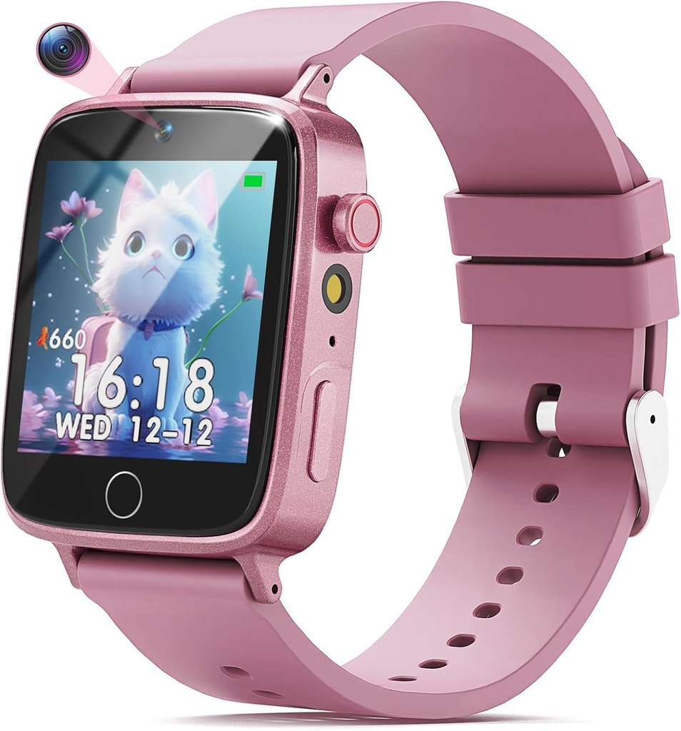 Kids Watch for Girls 4 5 6 7 8 9 10 Years Old Gifts, Smart Watch for Kids with 26 Puzzle Games, HD Touch Screen, Flashlight, Learn Cards, Audiobook, Toddler Toys Christmas Birthday Gifts