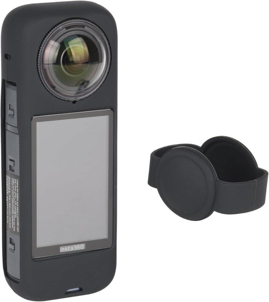 HSU Silicon Protect Cover for Insta360 X4, Soft Silicone Body Case with Lens Cap, Full Cover Shell Protection Case, Insta 360 X4 Cam Accessories (Black)
